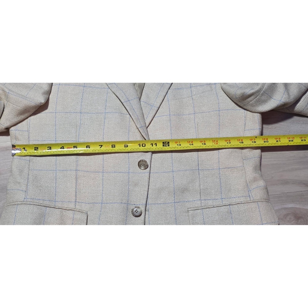 Haspel Men's Beige Blue Check Blazer Two-Button Double Vent 22" Chest - Picture 8 of 8